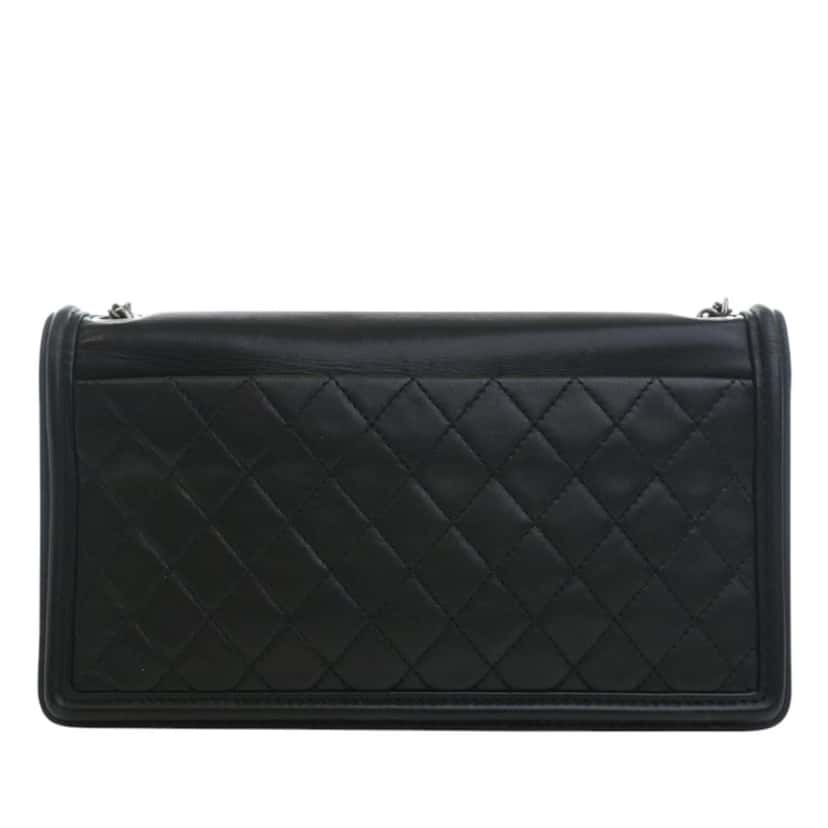 Chanel Lambskin and Acrylic Boy Brick Horizontal Flap Black Leather Very good condition - Back View