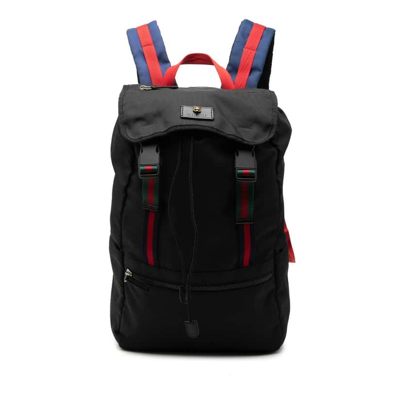 Gucci Canvas Techno Web Animalier Backpack Black Very good condition - Front View