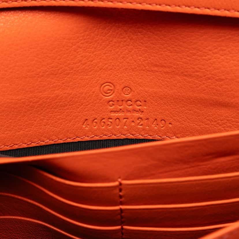 Gucci Microguccissima Wallet on Strap Orange Leather Very good condition - Box View