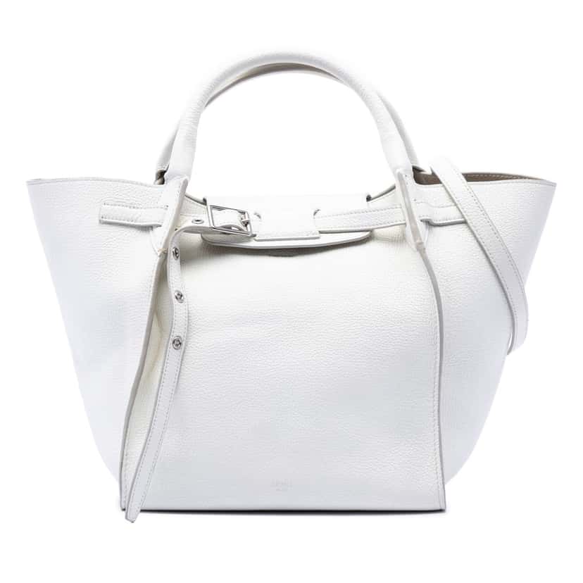Celine Small Supple Grained Calfskin Big Bag White Leather Very good condition - Front View