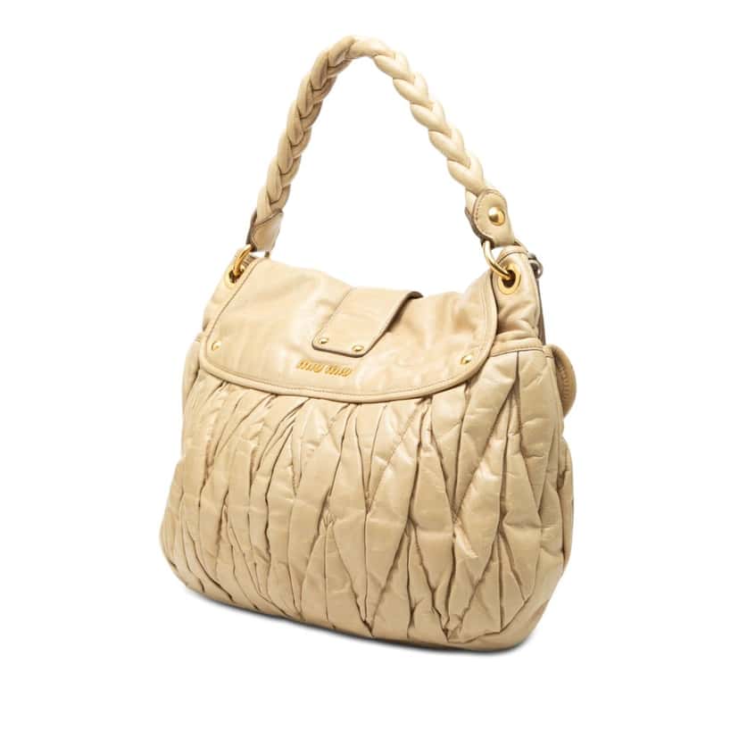 Miu Miu Matelasse Nappa Coffer Satchel Beige Leather Very good condition - Back View