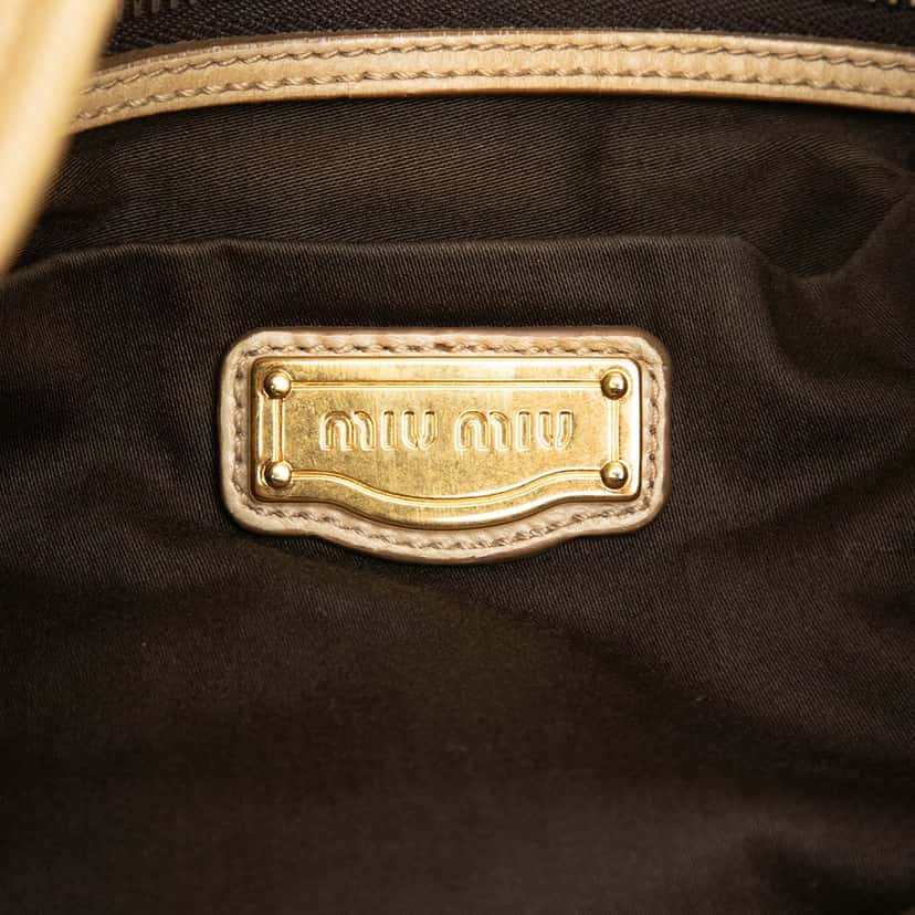 Miu Miu Matelasse Nappa Coffer Satchel Beige Leather Very good condition - Box View