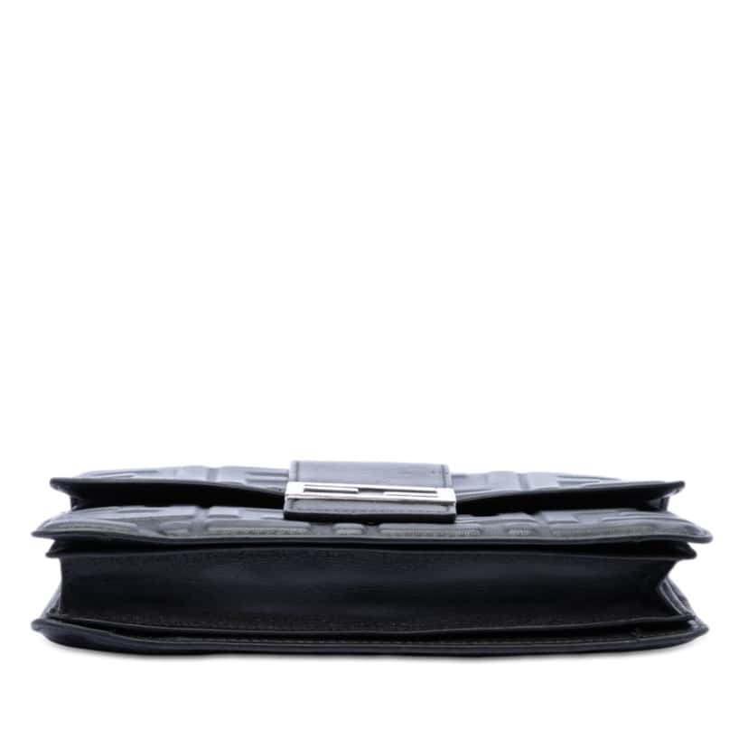 Fendi Zucca Embossed Leather Clutch Black Leather Very good condition - Inside View