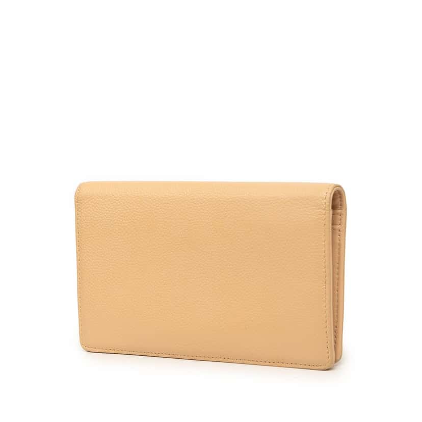 Chanel CC Caviar Bifold Long Wallet Beige Leather Very good condition - Back View