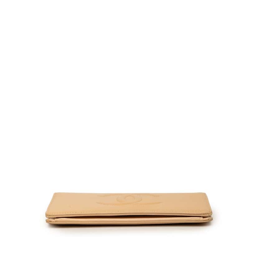 Chanel CC Caviar Bifold Long Wallet Beige Leather Very good condition - Inside View