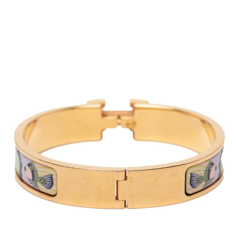 Hermès Narrow Enamel Lanternes Ballons et Cocardes Clic H Bracelet PM Blue Very good condition - Inside View