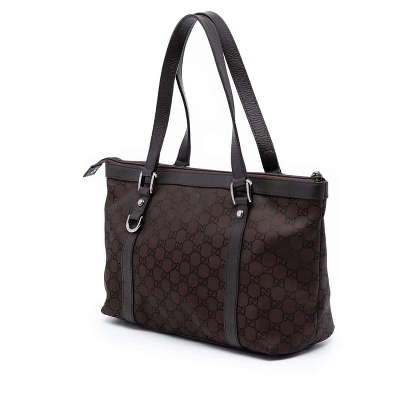 Gucci GG Nylon Abbey D Ring Tote Brown Very good condition - Back View