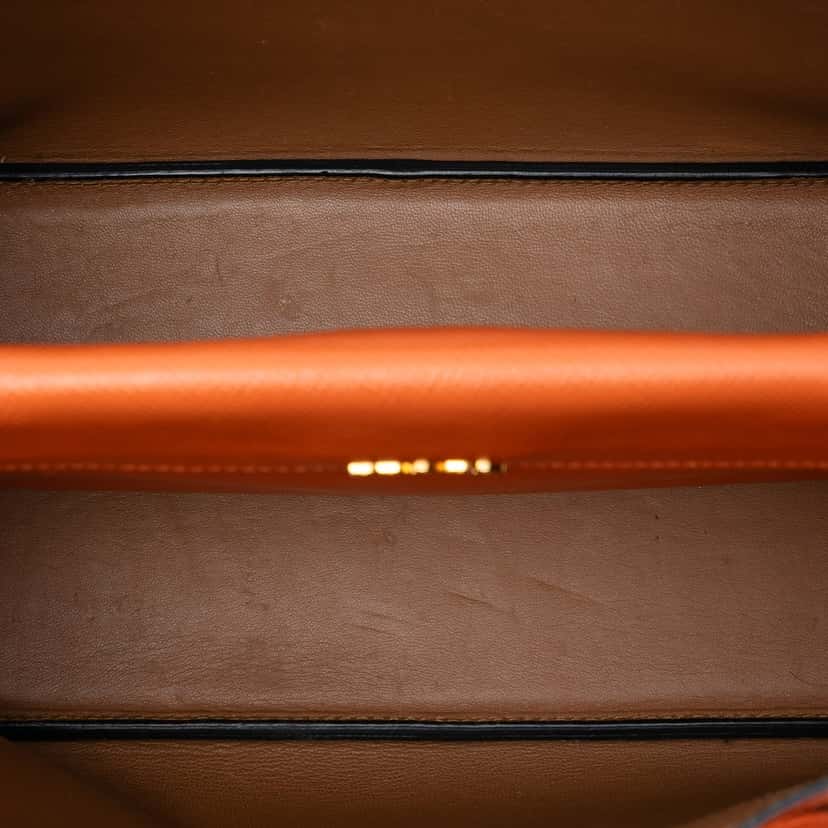 Prada Medium Saffiano Cuir Double Handle Satchel Orange Leather Very good condition - Model View