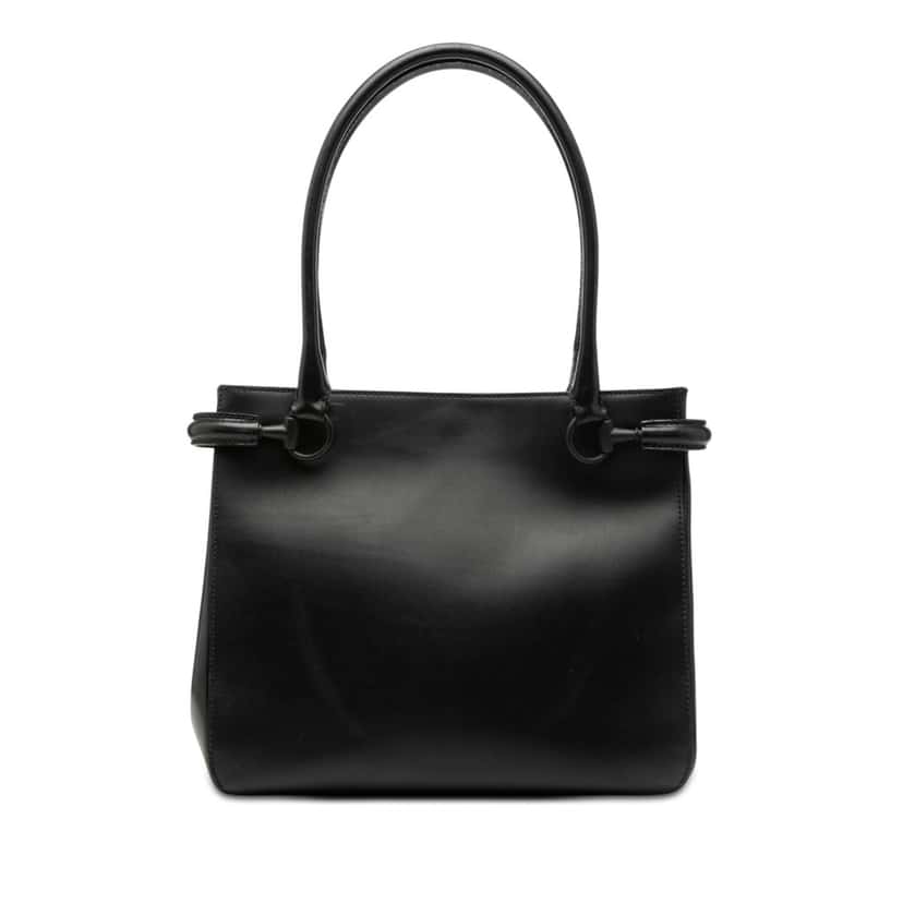 Gucci Calfskin Shoulder Bag Black Leather Very good condition - Front View
