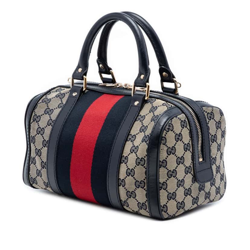 Gucci Small GG Canvas Web Joy Boston Bag Beige Very good condition - Back View