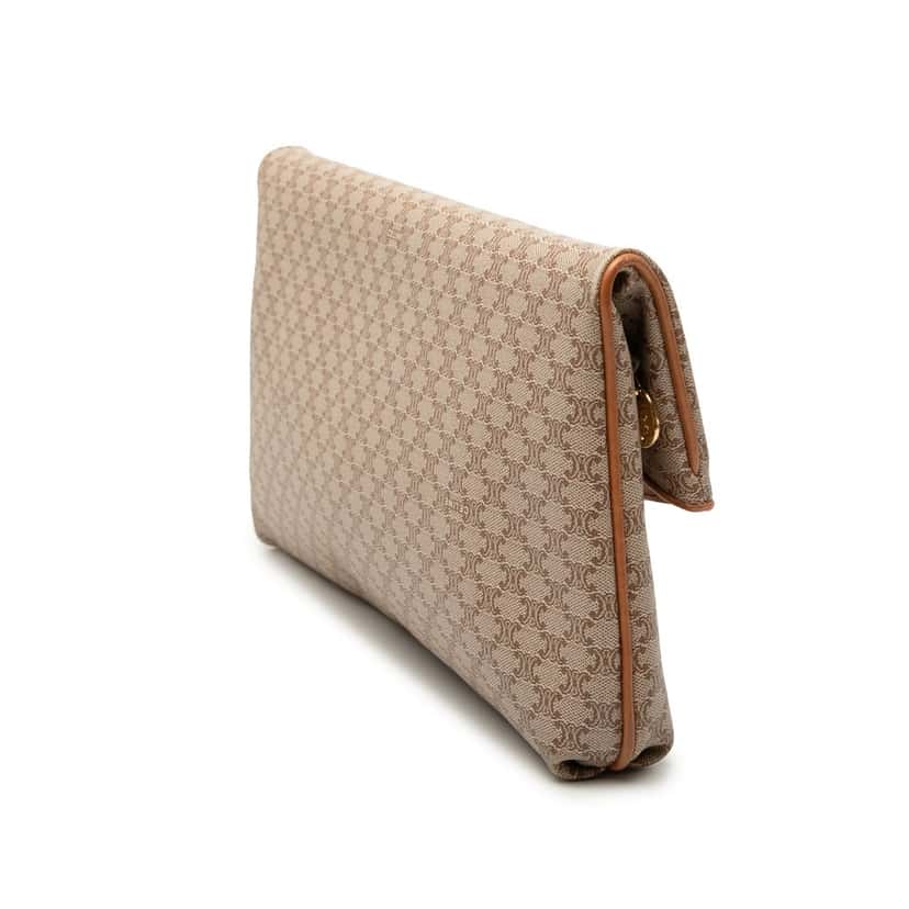 Celine Macadam Coated Canvas Clutch Beige Very good condition - Back View