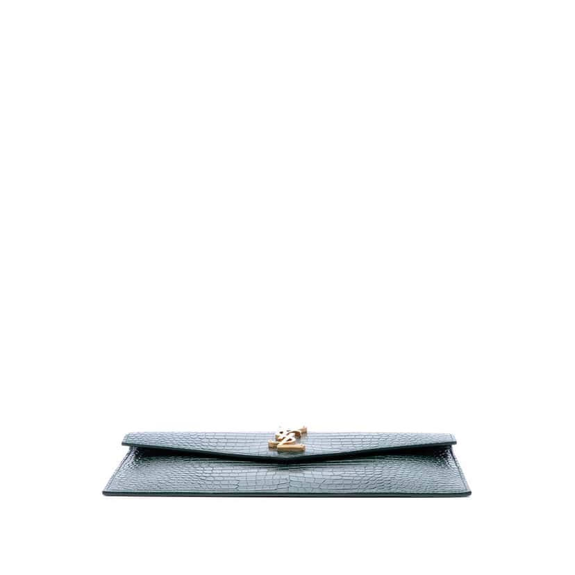 Saint Laurent Croc Embossed Leather Uptown Pouch Black Leather Very good condition - Inside View