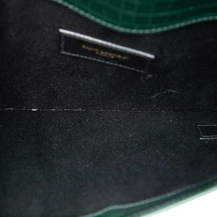 Saint Laurent Croc Embossed Leather Uptown Pouch Black Leather Very good condition - Model View