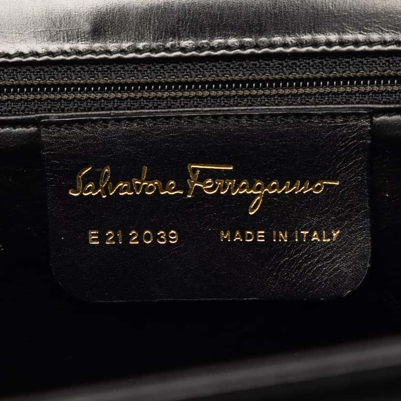 Ferragamo Leather Gancini Satchel Black Leather Very good condition - Box View