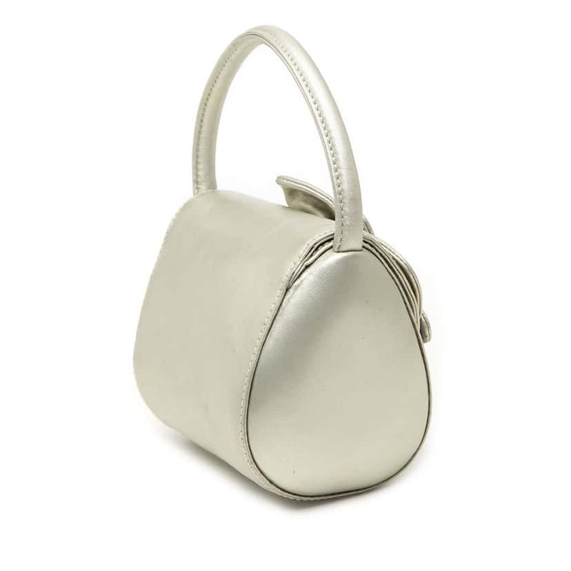 Loewe Metallic Leather Anagram Flower Handbag Silver Leather Very good condition - Back View