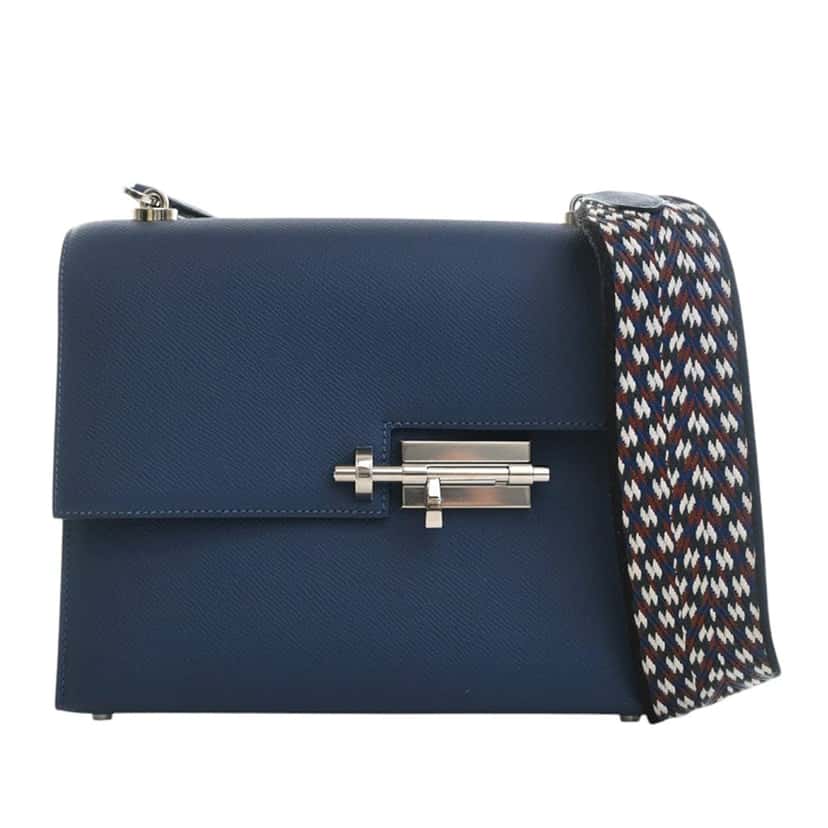 Hermès Epsom Verrou 23 Blue Leather Very good condition - Front View