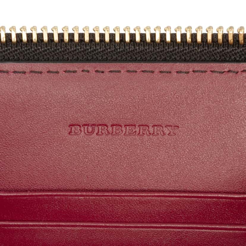 Burberry Small Grain Check Embossed Leather Chichester Crossbody Red Leather Very good condition - Box View