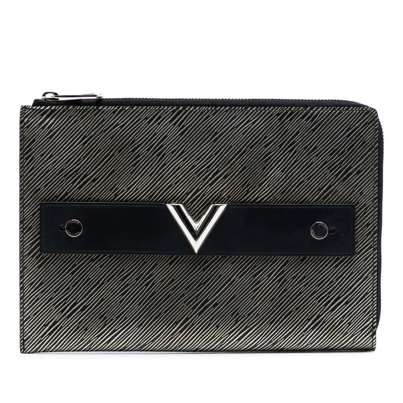 Louis Vuitton Epi Essential V Pochette Silver Leather Very good condition - Front View