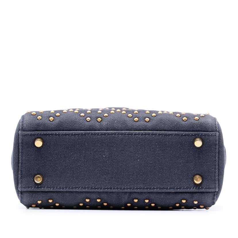 Dior Mini Denim Cannage Studded Supple Lady Dior Blue Very good condition - Inside View