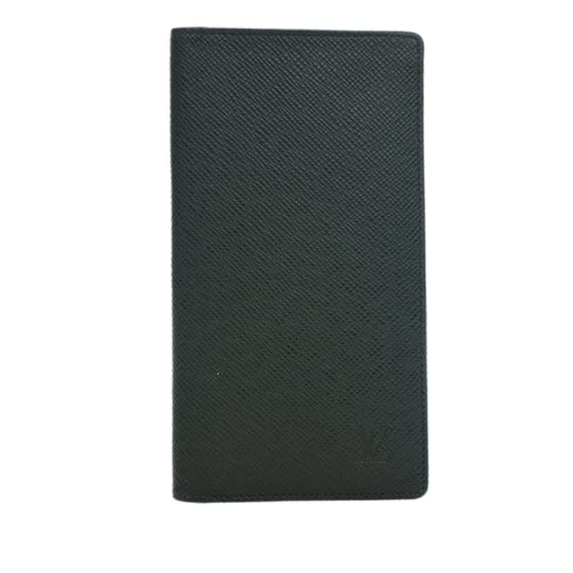 Louis Vuitton Taiga Checkbook Wallet Green Leather Very good condition - Front View