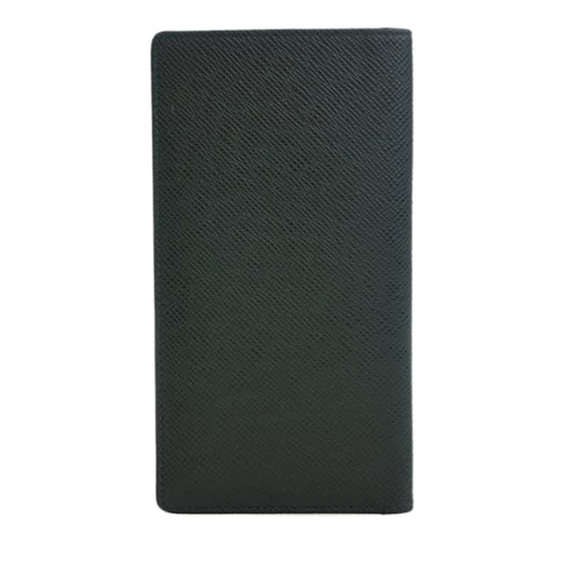 Louis Vuitton Taiga Checkbook Wallet Green Leather Very good condition - Back View