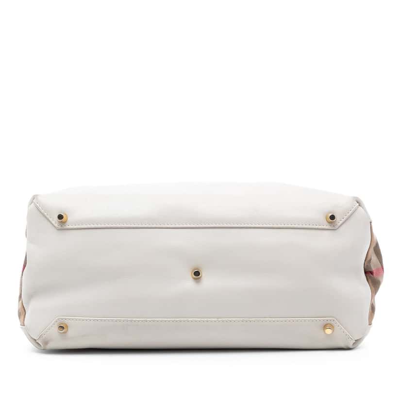 Burberry Medium Leather and House Check Banner Satchel White Leather Very good condition - Inside View