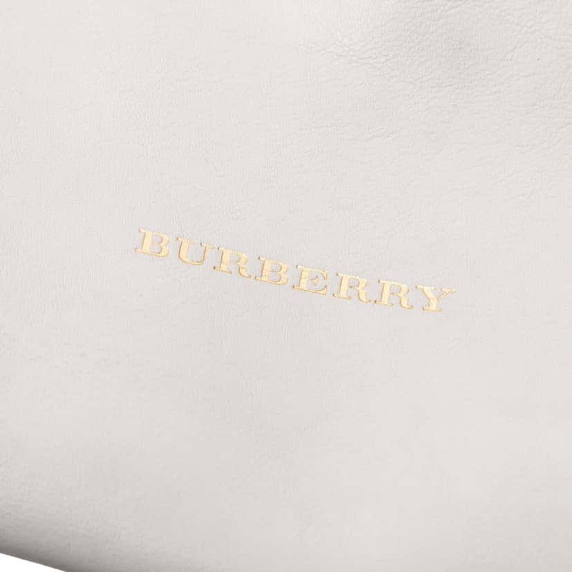 Burberry Medium Leather and House Check Banner Satchel White Leather Very good condition - Box View
