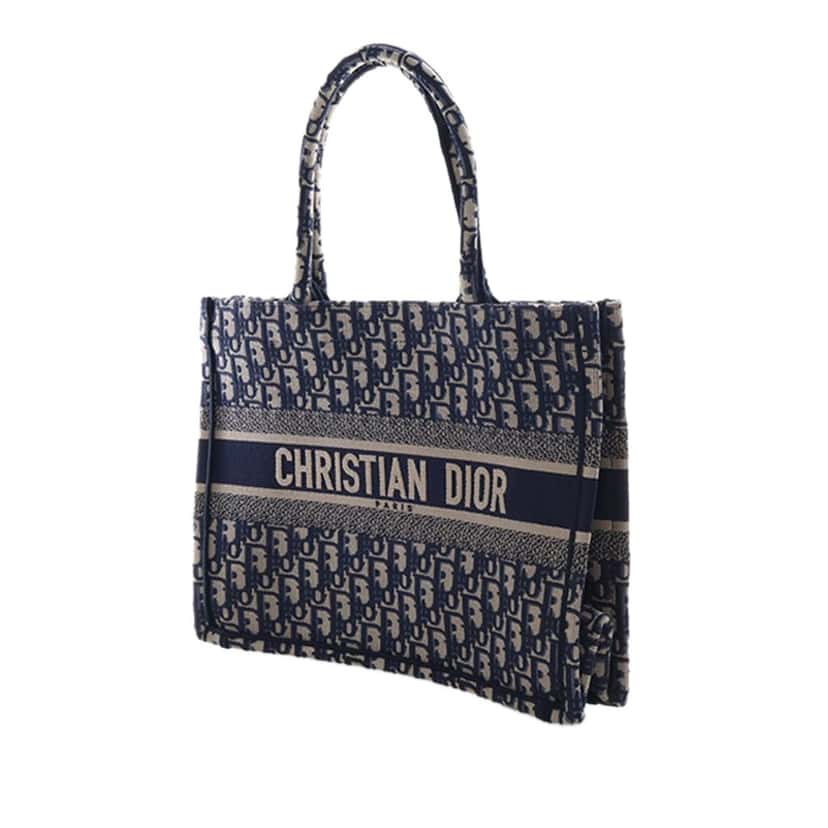 Dior Medium Oblique Embroidered Canvas Book Tote Blue Never worn - Back View