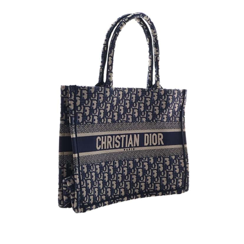 Dior Medium Oblique Embroidered Canvas Book Tote Blue Never worn - Inside View