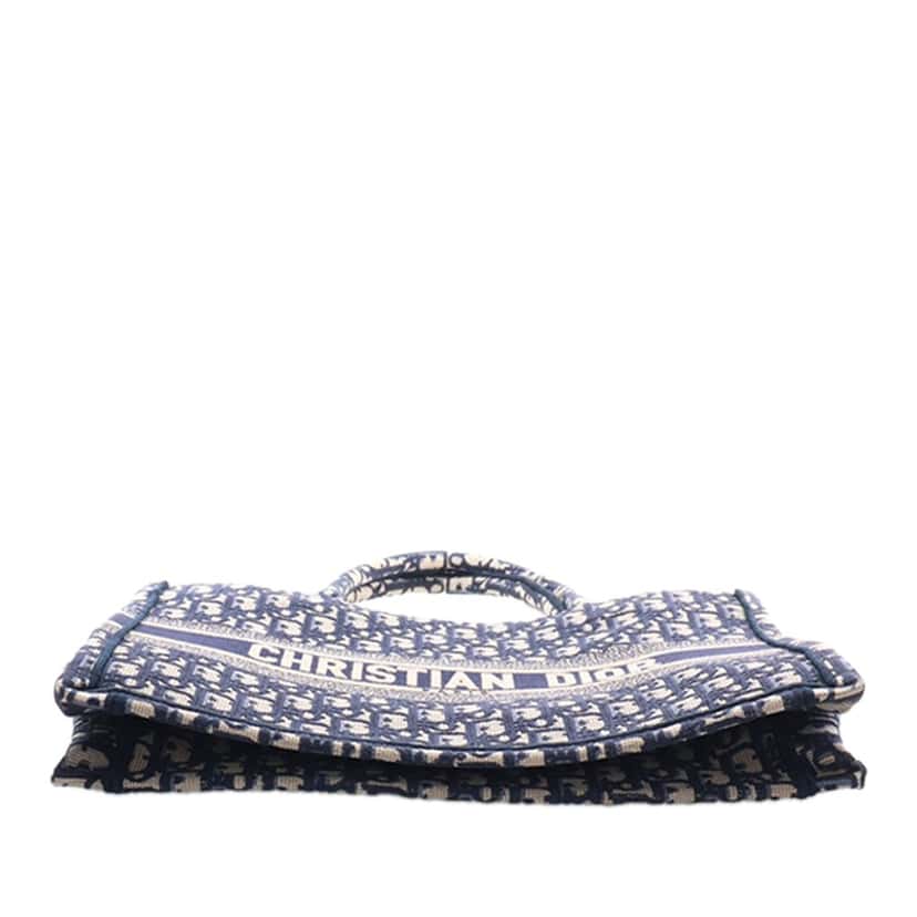 Dior Medium Oblique Embroidered Canvas Book Tote Blue Never worn - Box View