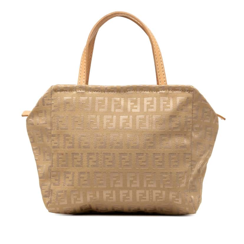 Fendi Mini Zucchino Canvas Handbag Beige Good condition - Front View