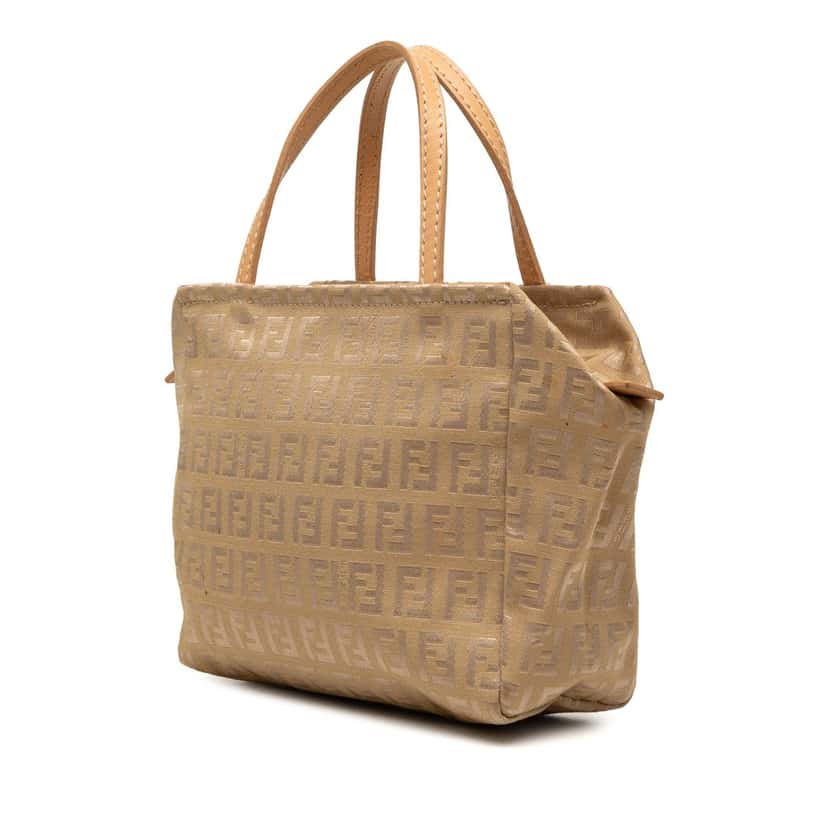 Fendi Mini Zucchino Canvas Handbag Beige Good condition - Back View