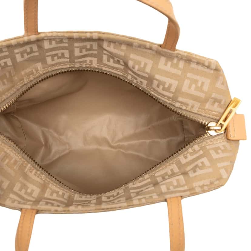 Fendi Mini Zucchino Canvas Handbag Beige Good condition - Model View