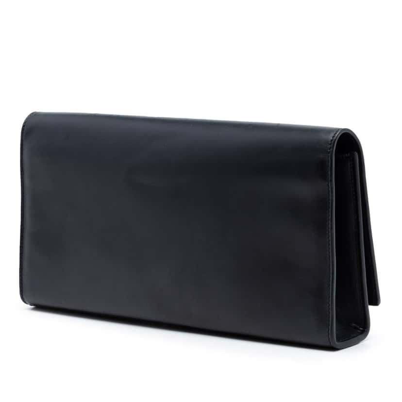 Saint Laurent Smooth Calfskin Cassandre Tassel Clutch Black Leather Very good condition - Back View