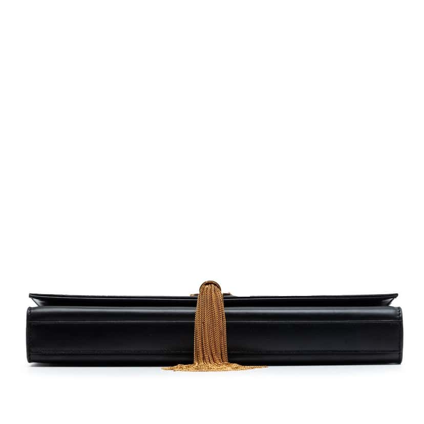 Saint Laurent Smooth Calfskin Cassandre Tassel Clutch Black Leather Very good condition - Inside View