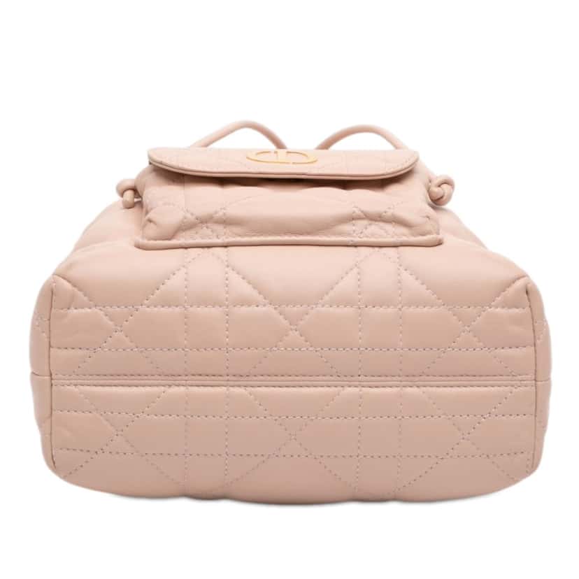 Dior Small Lambskin Macrocannage Caro Bucket Bag Brown Leather Very good condition - Inside View