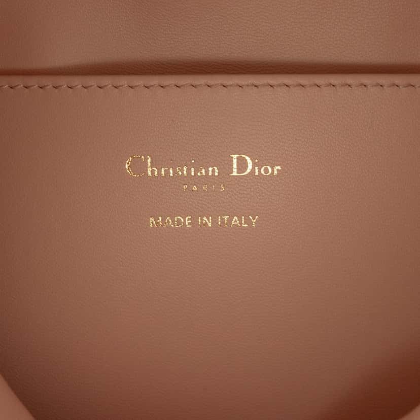 Dior Small Lambskin Macrocannage Caro Bucket Bag Brown Leather Very good condition - Box View