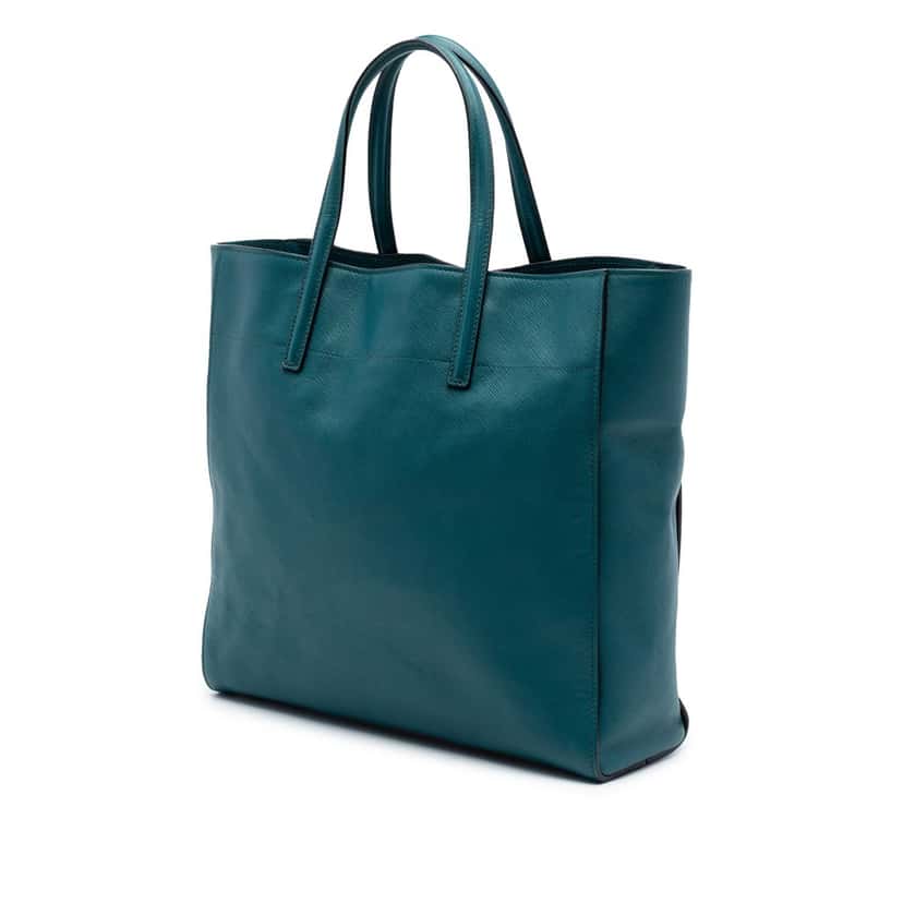 Prada Saffiano Soft Triple Pocket Tote Blue Leather Very good condition - Back View