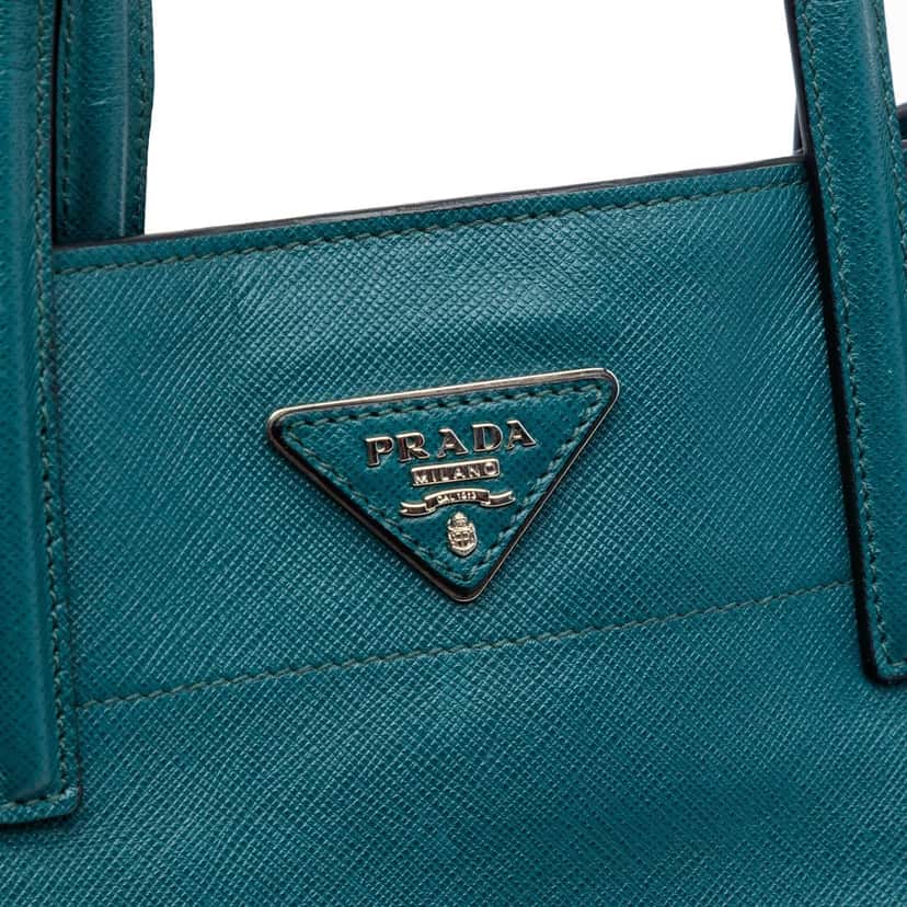 Prada Saffiano Soft Triple Pocket Tote Blue Leather Very good condition - Box View