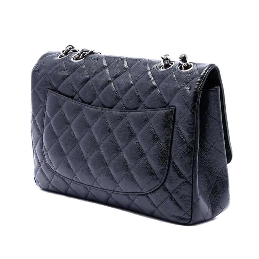 Chanel Jumbo Classic Caviar Single Flap Black Leather Very good condition - Back View