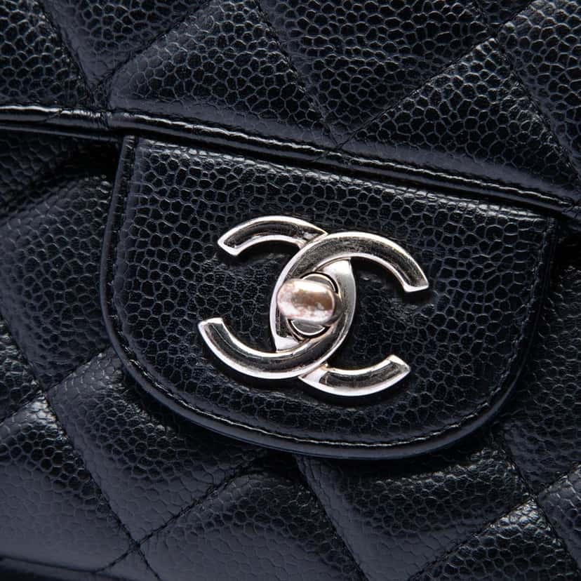 Chanel Jumbo Classic Caviar Single Flap Black Leather Very good condition - Box View