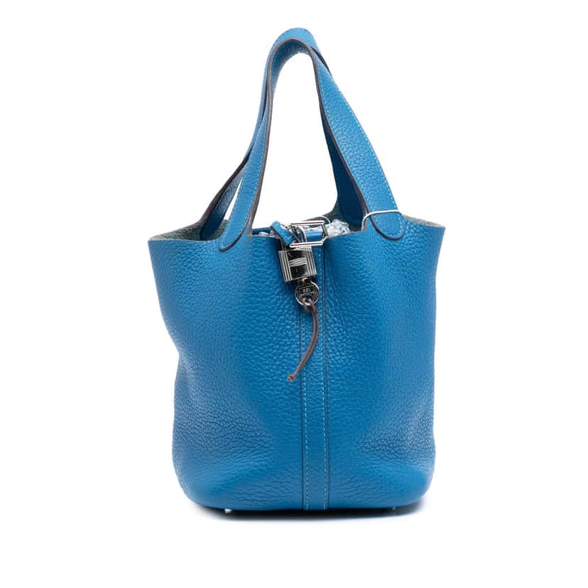 Hermès Clemence Picotin Lock 18 Blue Leather Very good condition - Front View