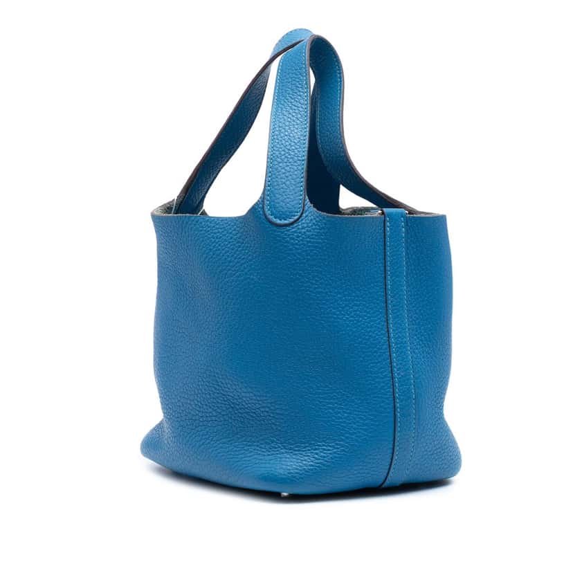 Hermès Clemence Picotin Lock 18 Blue Leather Very good condition - Back View
