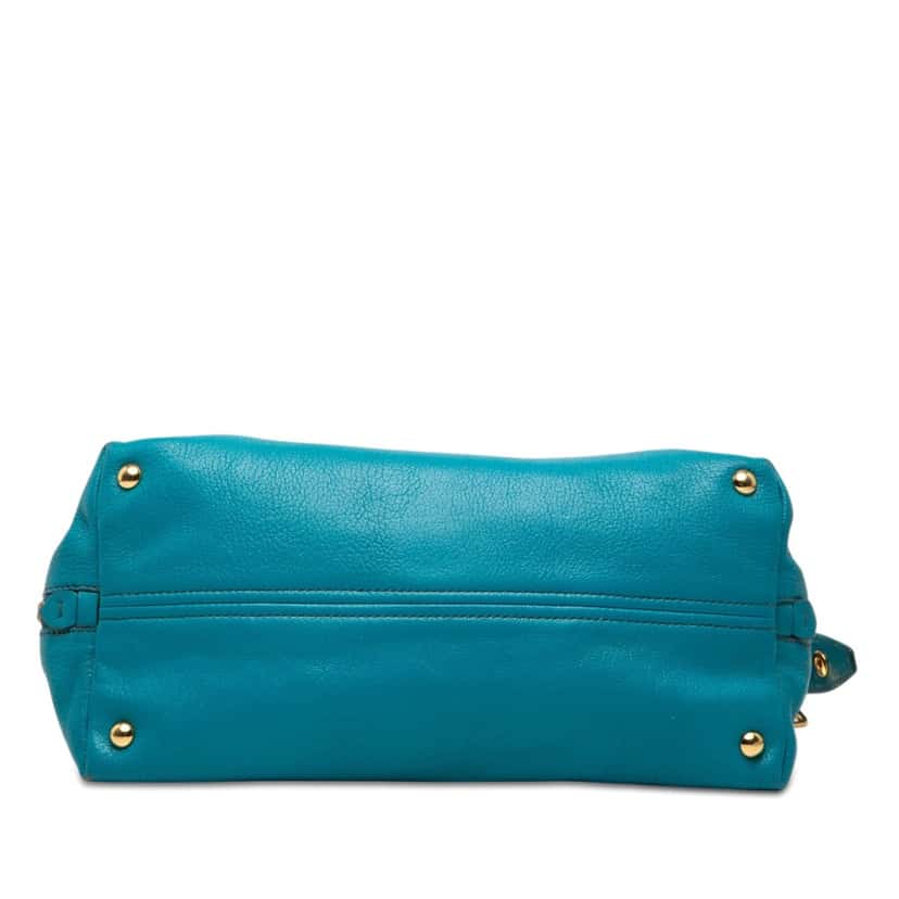 Miu Miu Goatskin Madras Convertible Side Zip Satchel Blue Leather Very good condition - Inside View