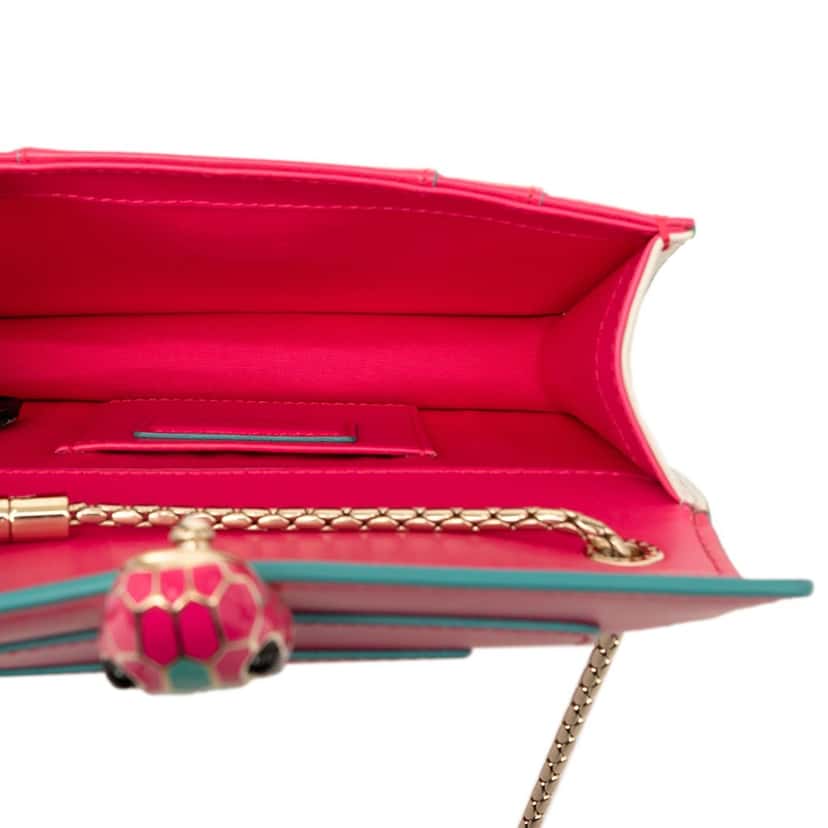 Bvlgari Small Leather Square Serpenti Forever Chain Crossbody Pink Leather Very good condition - Model View