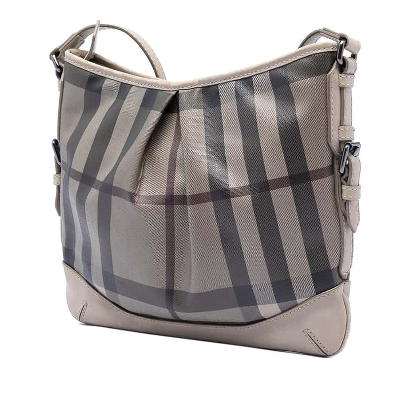 Burberry Smoke Check Coated Canvas Hartham Crossbody Beige Very good condition - Back View