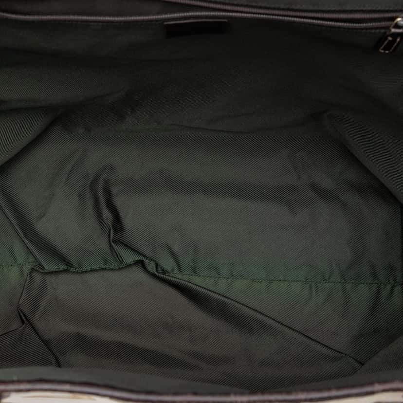 Gucci Printed Canvas Bamboo Horsebit Tote White Very good condition - Model View