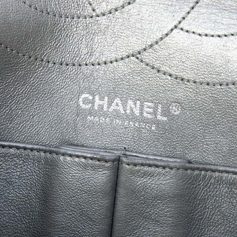Chanel Quilted Metallic Aged Calfskin Reissue 2.55 Double Flap 227 Silver Leather Very good condition - Box View