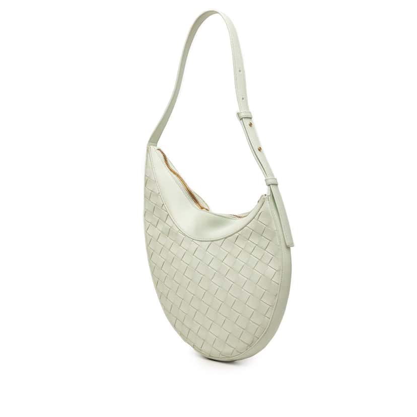 Bottega Veneta Small Nappa Intrecciato Drop Hobo Green Leather Very good condition - Back View