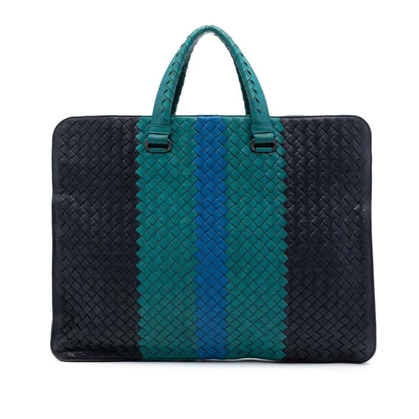 Bottega Veneta Nappa Intrecciato Club Fume Briefcase Black Leather Very good condition - Front View